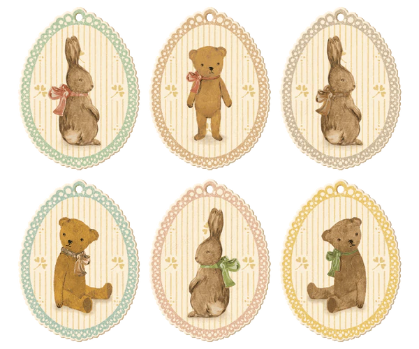 Gift tags, Bunnies and Teddies  set om 12st – Maileg