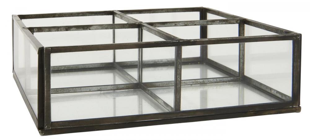 Glasbox med 4 fack, Mörk antikfinish - Ib Laursen