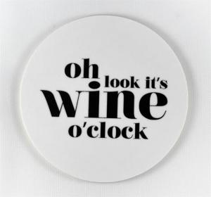 Glasunderlägg: Oh look it´s wine o´clock (vit) - Mellow Design