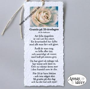Diktkort - Grattis på 25-årsdagen