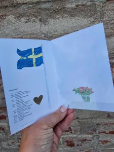Dubbelvikt kort i akvarell - Flagga
