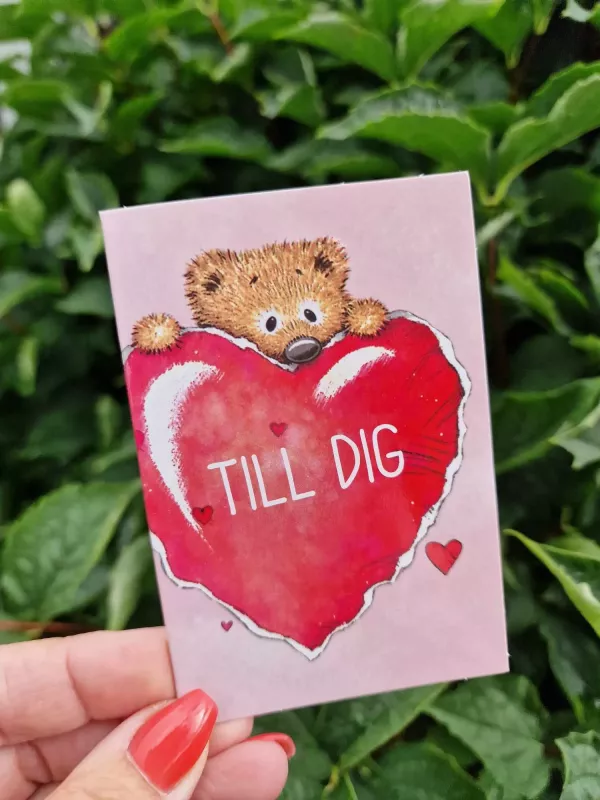 Mini-kort: Till Dig, Nalle på hjärta - Pictura