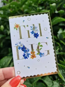 Mini-kort: "Till Dig" Guldfärgad vågig kant - Pictura