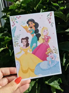 Prinsessor - Kort med 4 glittriga prinsessor från Disney - Pictura