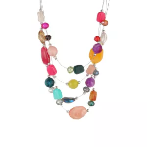 Halsband Kort, Färgglada oregelbundna pärlor, Ibiza - Gemini