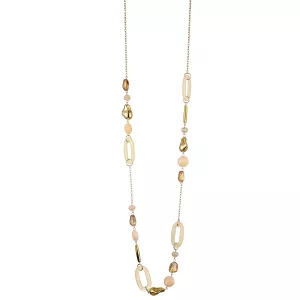 Halsband Långt, Beige ringar och guldfärgade stenar - Gemini