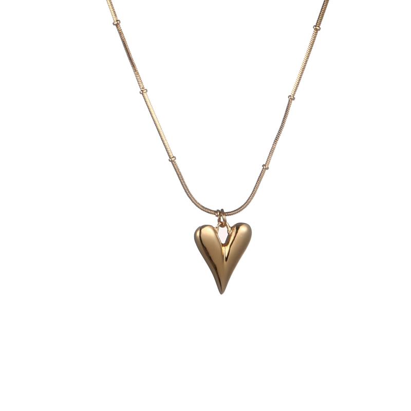 Kort halsband med enkelt hjärta, "guld"- Gemini