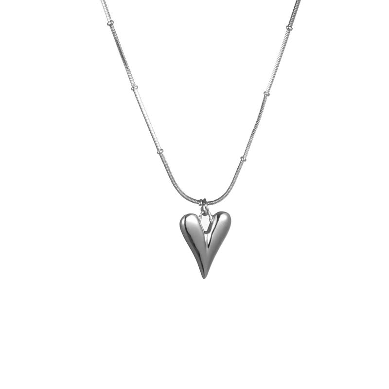 Kort halsband med enkelt hjärta, "silver"- Gemini