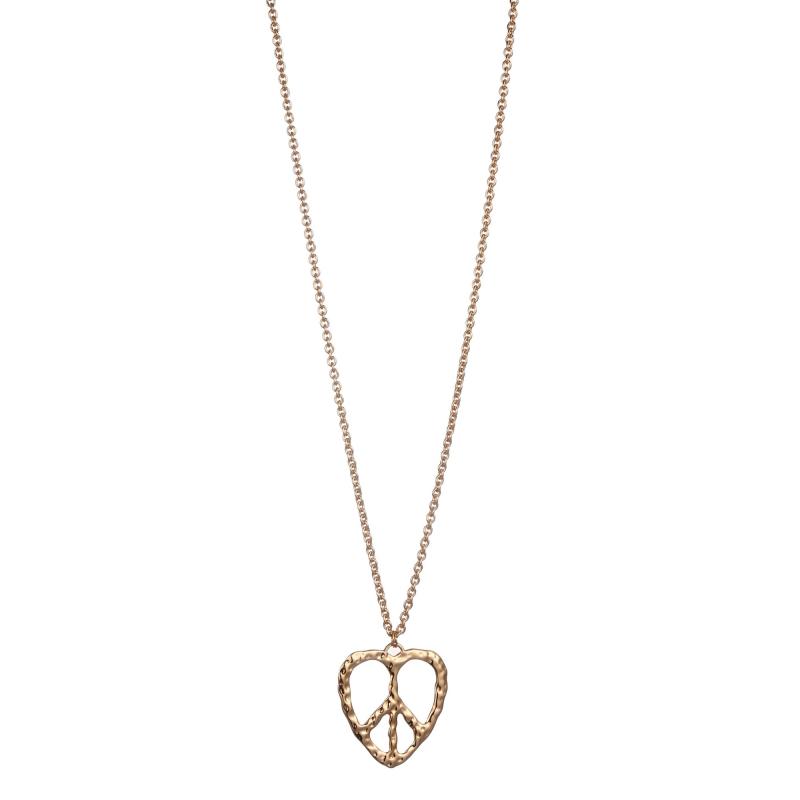 Långt halsband med hjärtformat PEACE, "guld"- Gemini