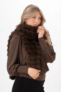 Halsduk i fuskpäls, Brun Minerva - Capri Collection