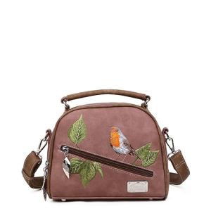 Hand/Axelremsväska Rödhake, Rosa / Brun - HI-DI-HI     LEV JAN