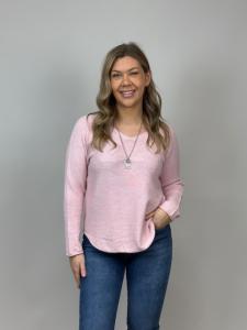 Stickad tröja med v-hals, Ljusrosa (Hella) - Mix by Heart