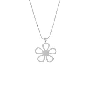 Halsband Kort, Stor blomma Silverfärgat - Gemini
