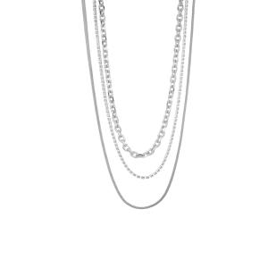 Halsband Kort, Tre olika silverfärgade kedjor - Gemini
