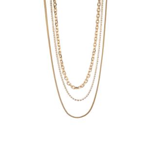 Halsband Kort, Tre olika guldfärgade kedjor - Gemini