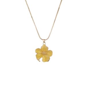 Halsband Kort, Gul blomma med guldfärgad kontur - Gemini