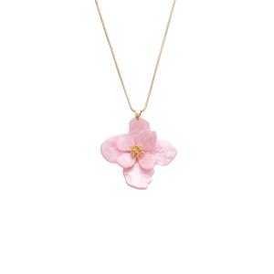 Halsband Kort, Blomma i Rosa och Guld - Gemini