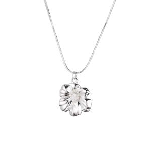 Halsband Kort, Silverfärgad Blomma - Gemini