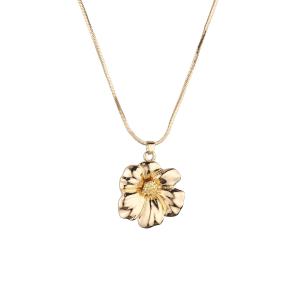 Halsband Kort, Guldfärgad Blomma - Gemini