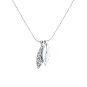 Halsband Kort, Två blad i silverfärgad kedja - Gemini