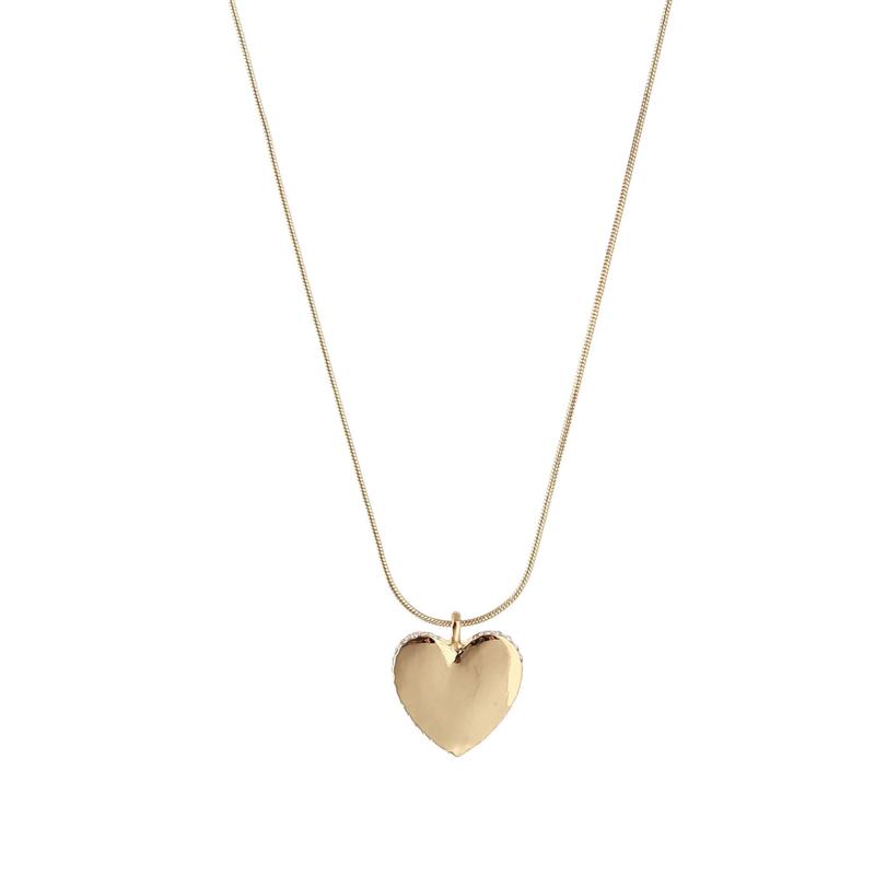 Halsband, med ett tjockt guldigt hjärta med strasskant (Gemini)