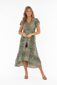 Klänning i turkose, brun och guld, Hollis - Capri Collection