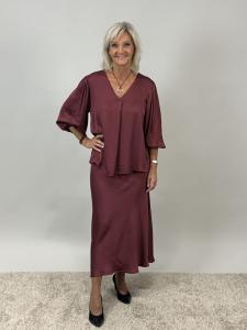 Kjol, Vinröd glansig, Kate - Mix by Heart