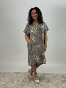 Linneklänning Blommig, Taupe Malva - Mix by Heart    KOMMER SNART!
