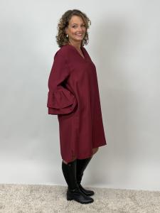 Klänning med volangärm, Vinröd, Lisen - Mix by Heart