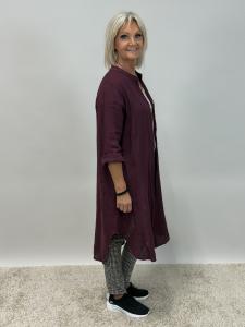 Långskjorta i linne, Vinröd (Carina) - Mix by Heart