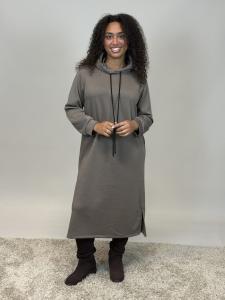 Sweatshirtsklänning med luva, Taupe Elma - Mix by Heart