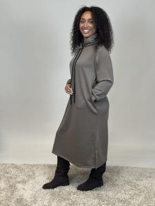 Sweatshirtsklänning med luva, Taupe Elma - Mix by Heart