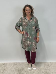 Långskjorta i bomull,  Army Storblommig, Milou - Mix by Heart