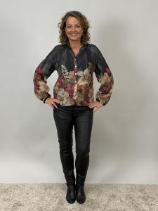 Blus med blombård, Svart Rose - Mix by Heart