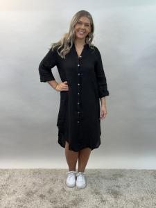 Långskjorta i linne, Svart (Carina) - Mix by Heart