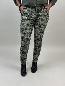 Magiskt stretchig byxa, Army Blom / Paisley (Signe) - Mix by Heart