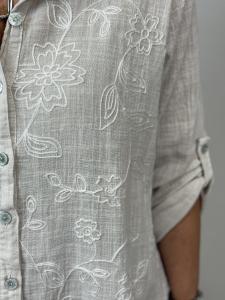 Blus med brodyr, Like Linen, Beige Kelly - Mix by Heart