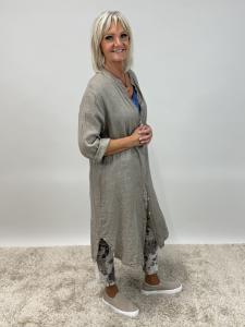 Linne långskjorta, Taupe Carina - Mix by Heart