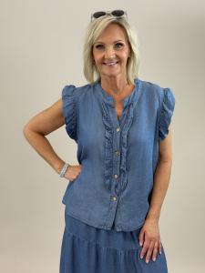 Topp / Blus i lyocell, Blå Kinna - Mix by Heart    KOMMER SNART!