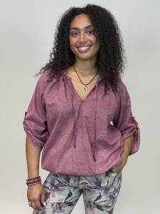 Blus i tvättad look, Vinröd Maxime - Mix by Heart