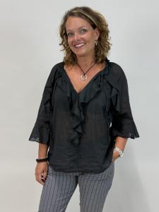 Blus med volanger, Svart, Livia - Mix by Heart