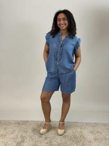 Shorts i lyocell, Blå Sharon - Mix by Heart