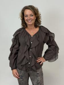 Blus med volanger, Brun Gabrielle - Mix by Heart