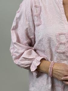 Blus med blomapplikationer, Rosa Melanie - Mix by Heart