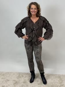 Blus med volanger, Brun Gabrielle - Mix by Heart