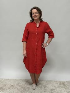 Långskjorta i linne, Röd Carina - Mix by Heart     BERÄKNAD LEV: APRIL