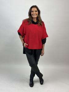 Stickad ponchotröja, Röd (Nessa) - Mix by Heart