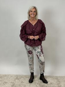 Blus med volanger, Vinröd Gabrielle - Mix by Heart