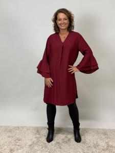 Klänning med volangärm, Vinröd, Lisen - Mix by Heart