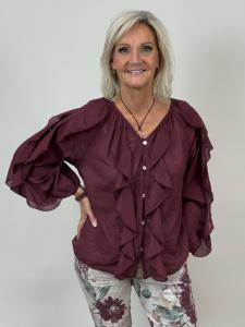 Blus med volanger, Vinröd Gabrielle - Mix by Heart